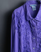 “Vintage” flower embroidery jewel designed viscose shirts
