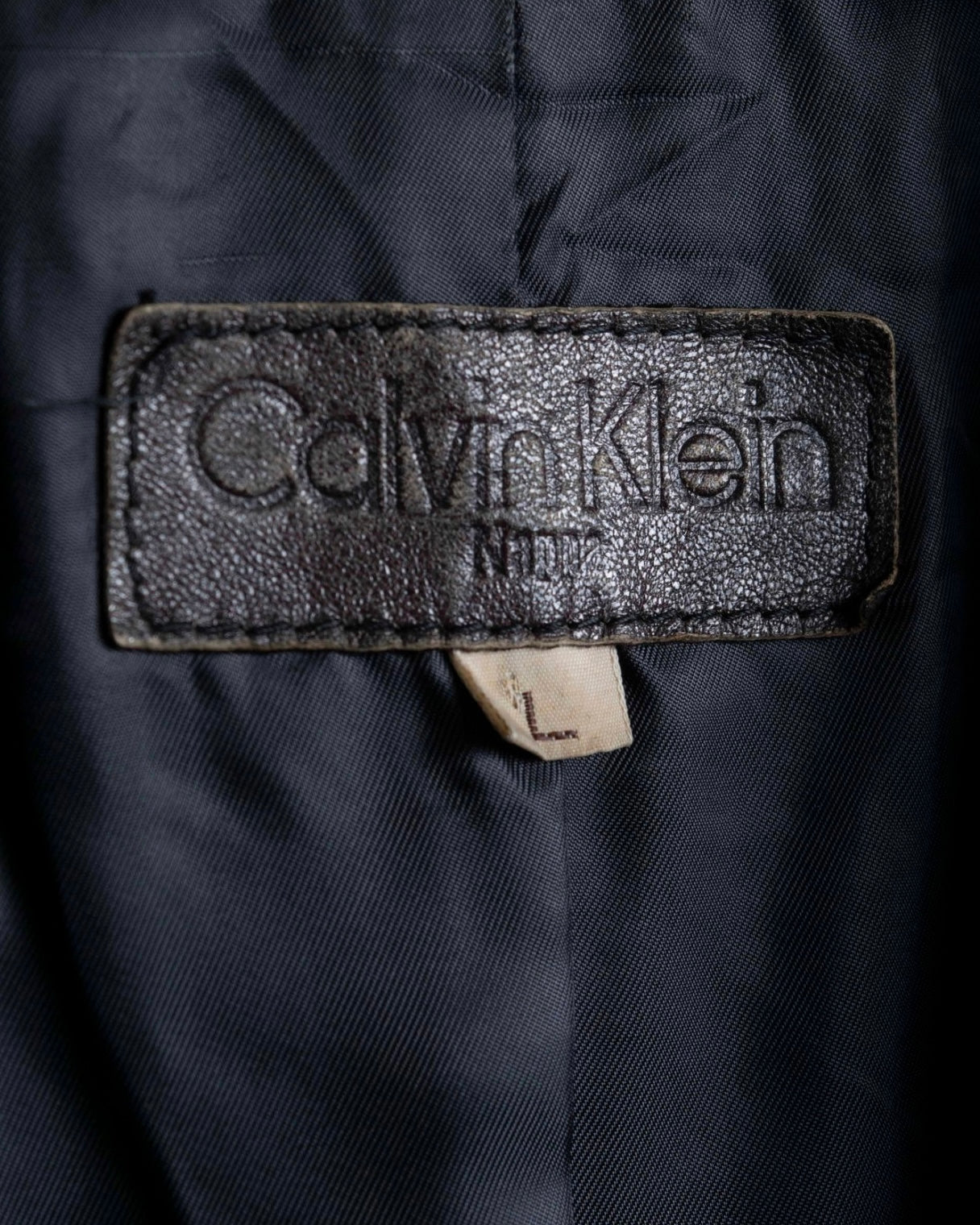 "Calvin Klein" Faded leather tailored jacket