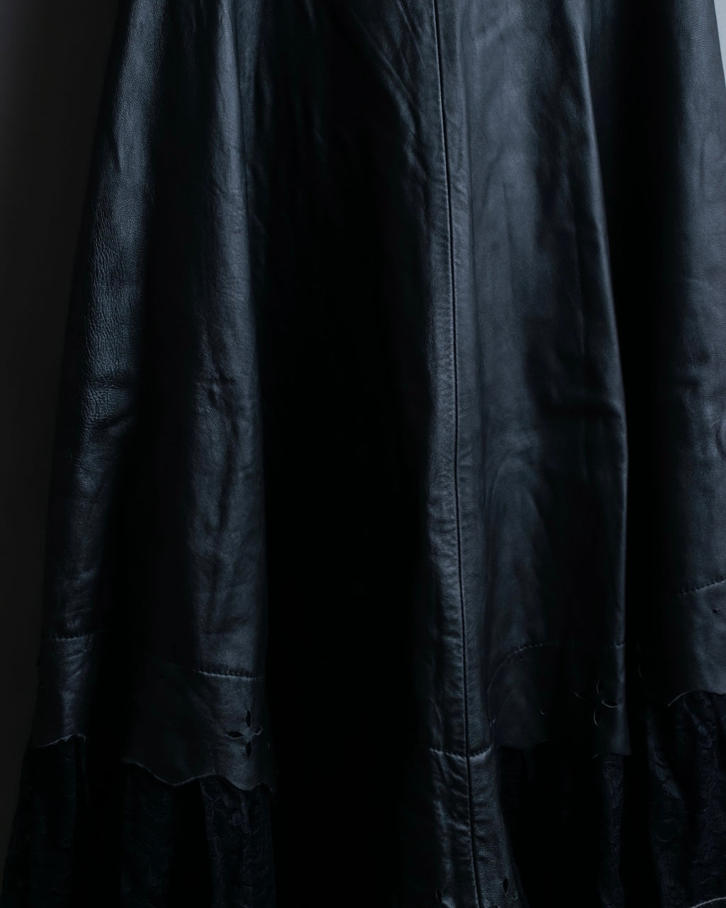 Cowhide flared lace skirt