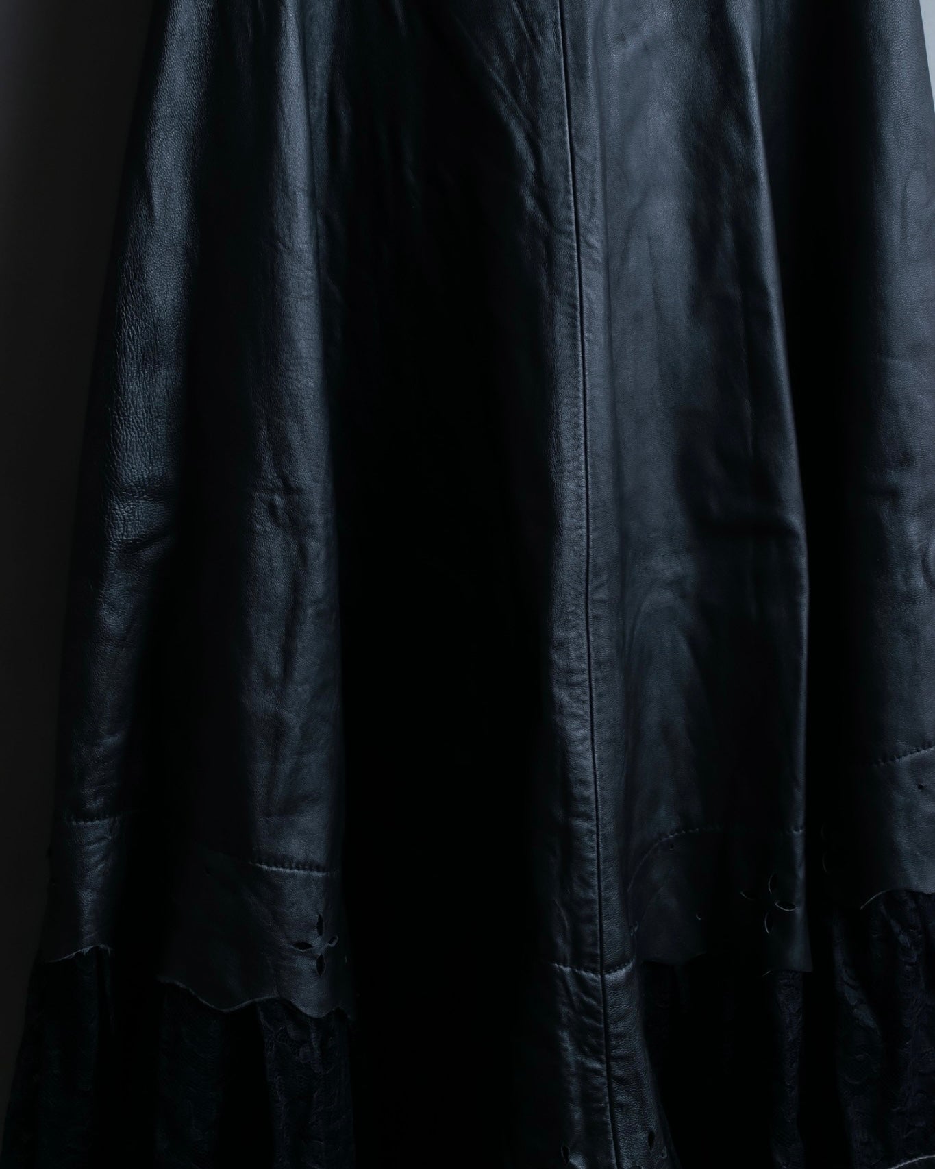 Cowhide flared lace skirt