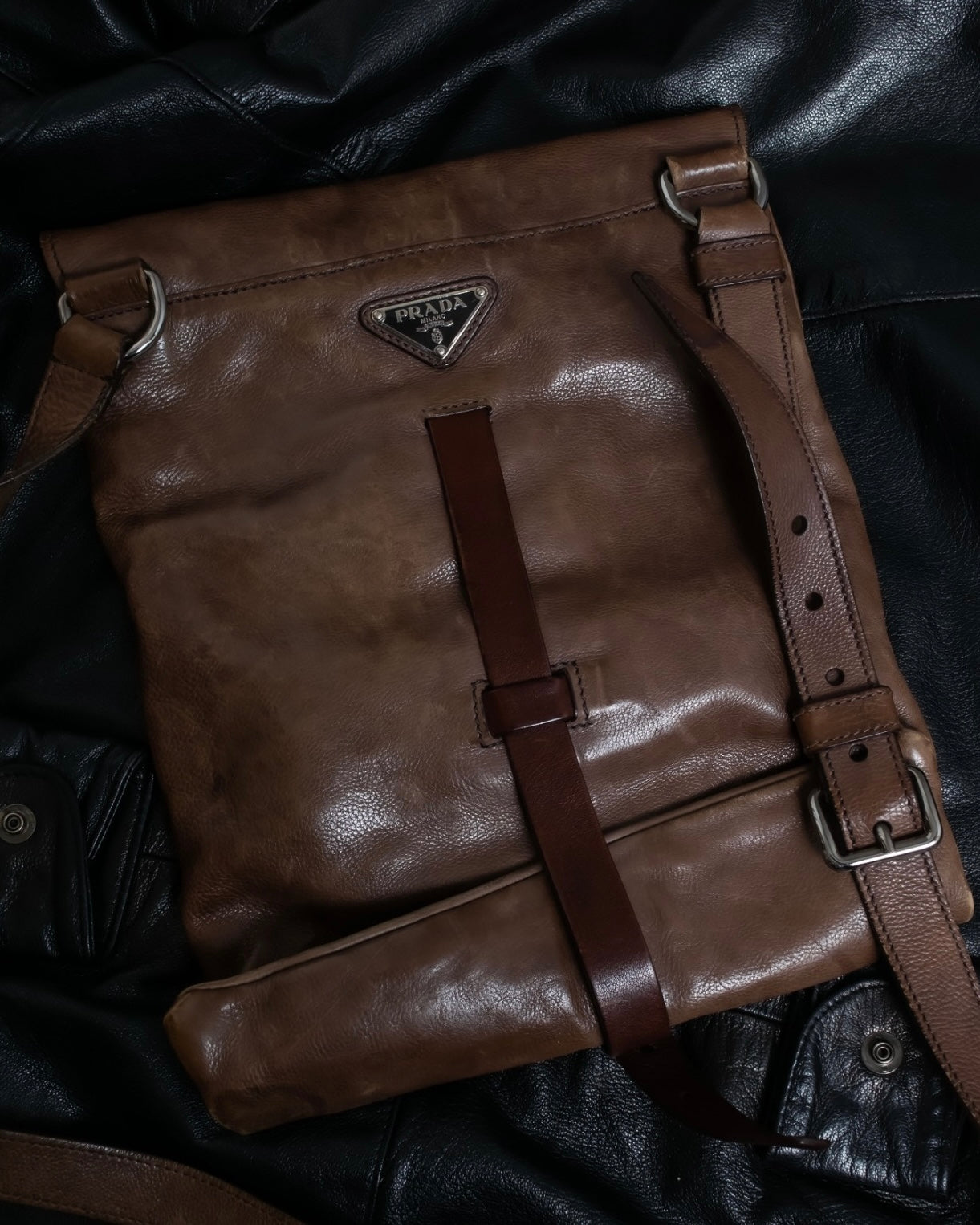 "PRADA" Real leather wrapped bag