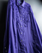 “Vintage” flower embroidery jewel designed viscose shirts