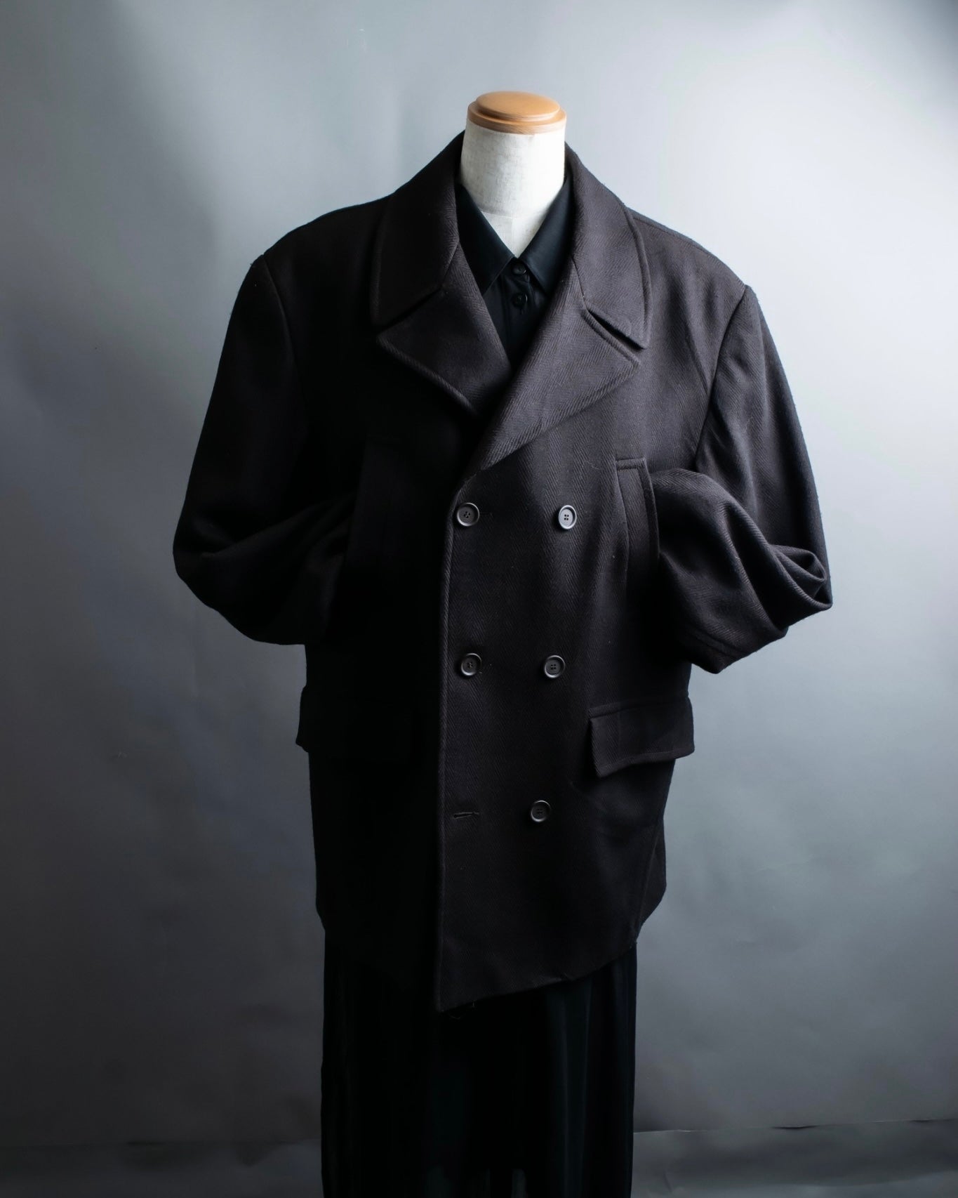 Vintage herringbone drop shoulder p coat