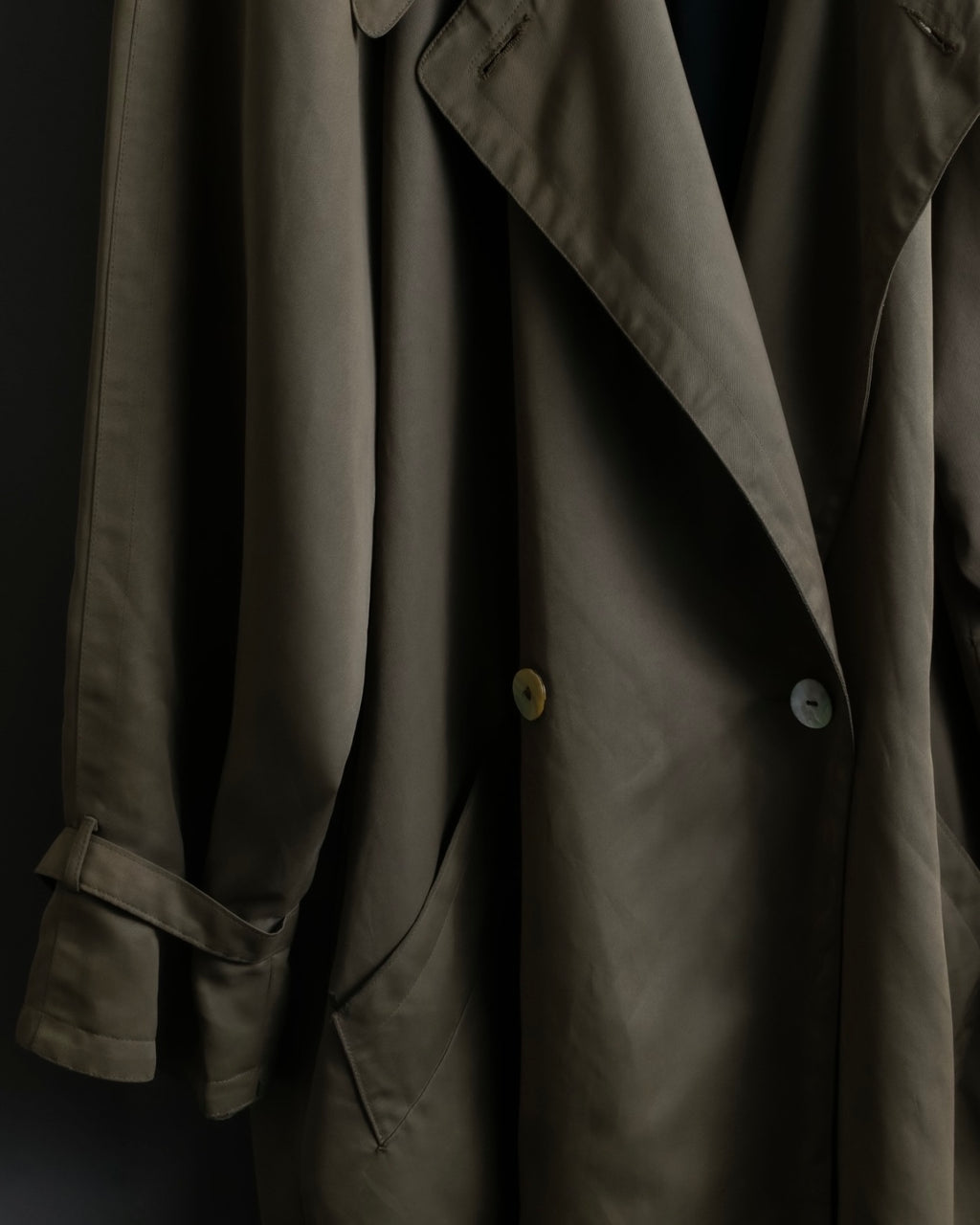Vintage long collar raglan spring trench jacket