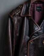 Vintage Thick Leather Red Trench Coat