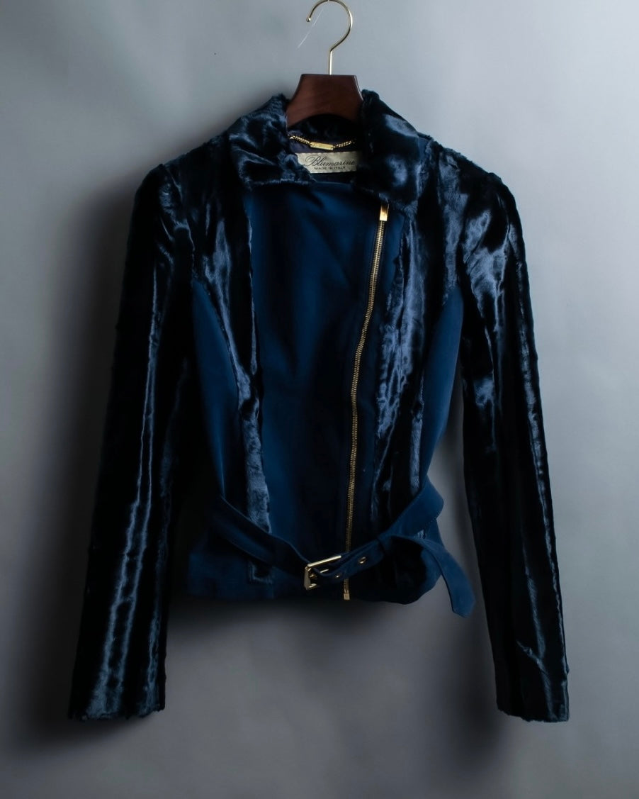 "BLUMARINE" fur combination riders jacket
