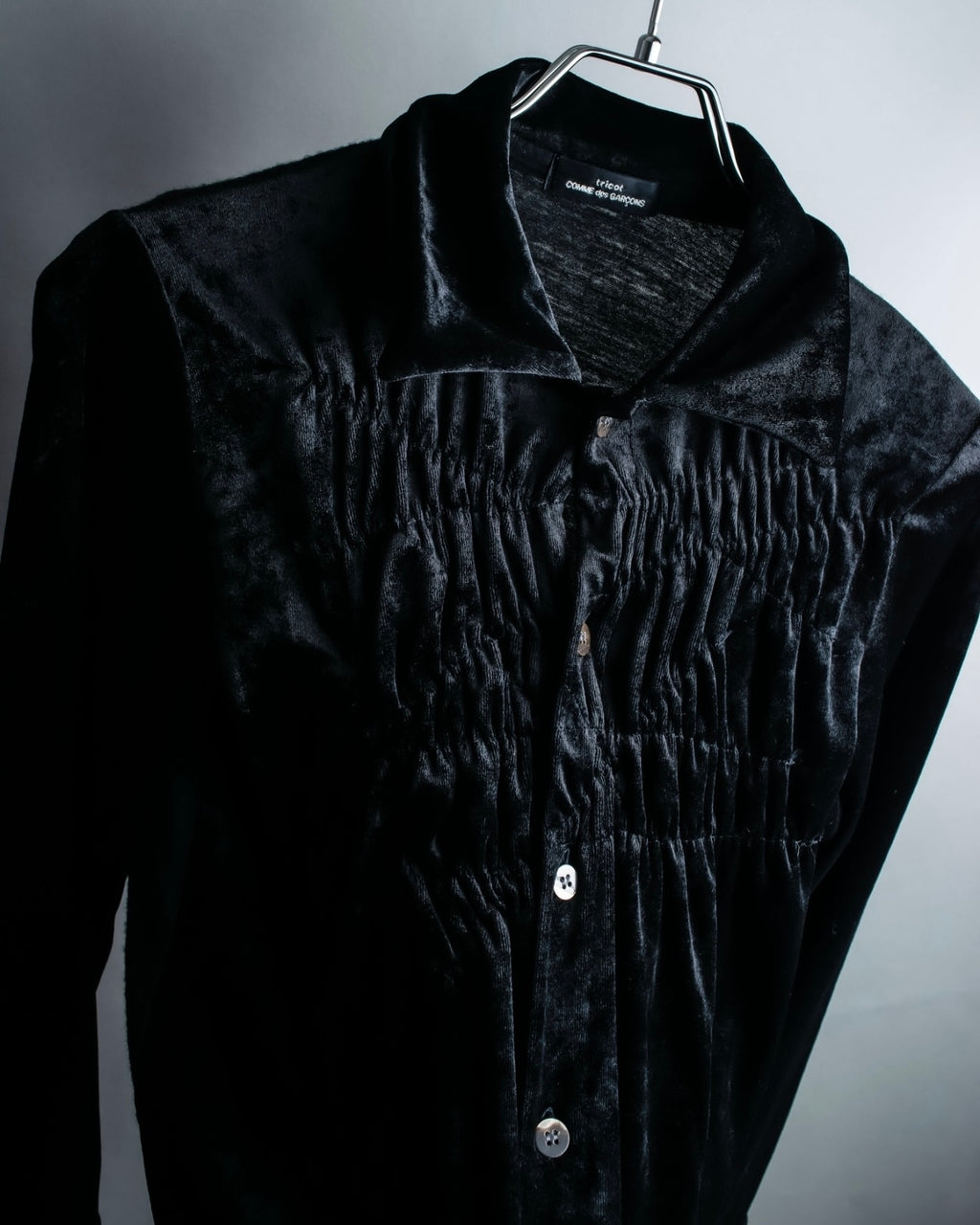 "tricot COMME des GARCONS" Mad velour avant-garde gathered shirt
