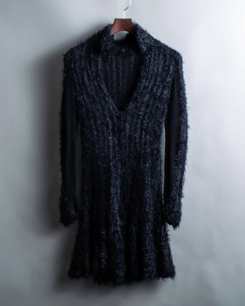 "FENDI" mohair shaggy long cardigan