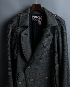 "Jean-Paul GAULTIER" bias striped wool napoleon coat
