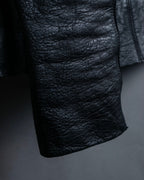 “Rick Owens” lamb leather classic biker jacket with high funnel