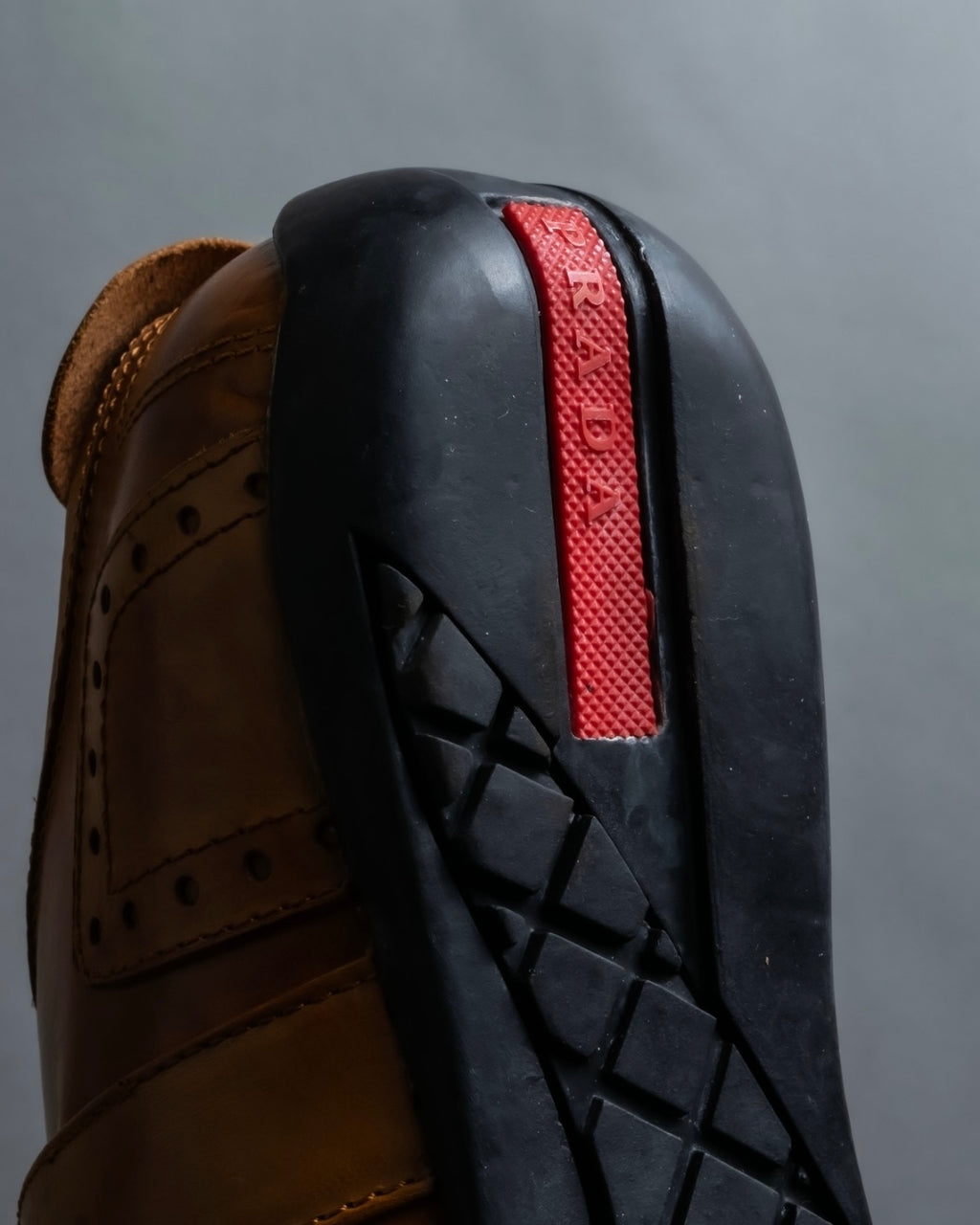 "PRADA" brown leather sports shoes