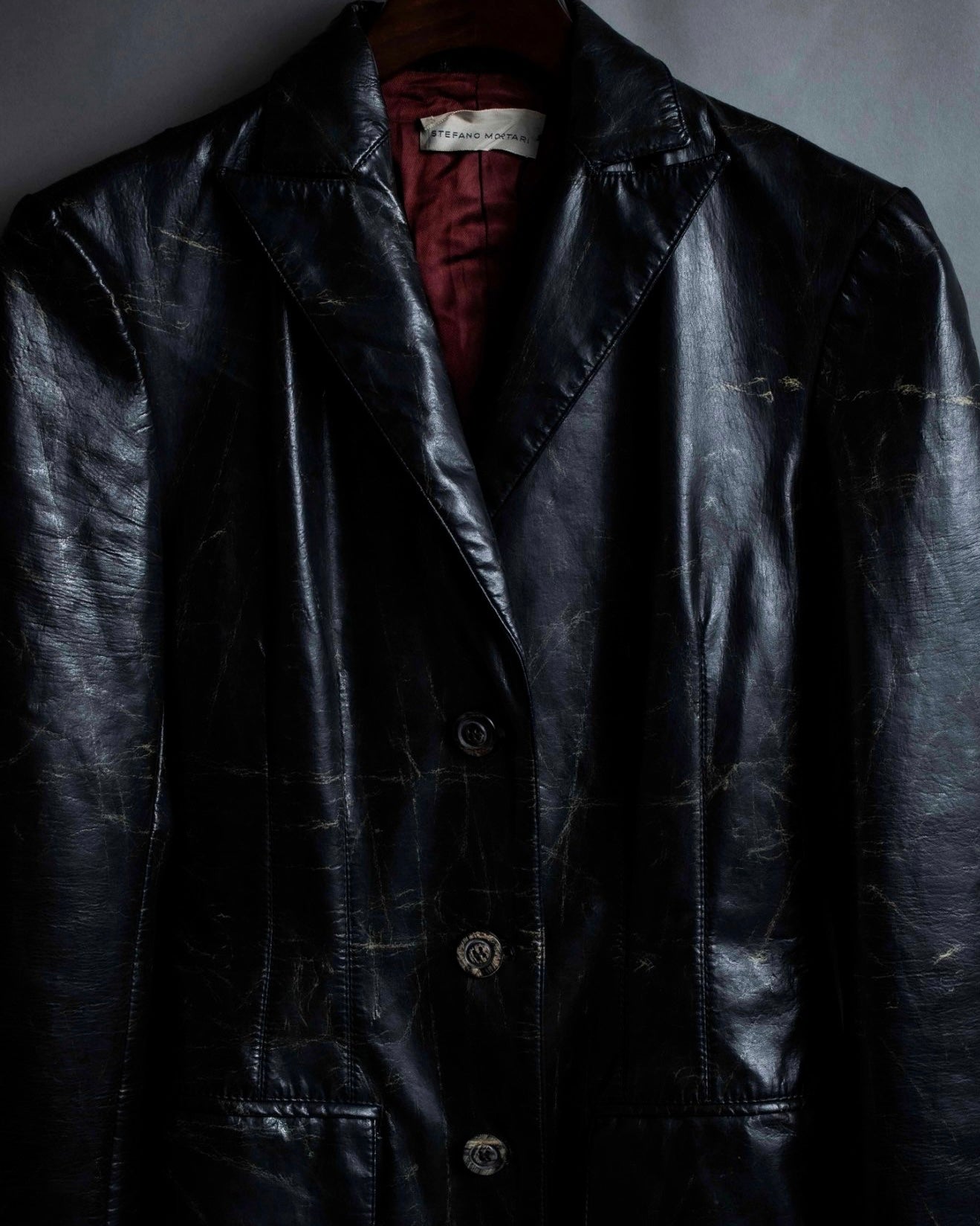 "STEFANO MORTARI" Archive leather crack design jacket