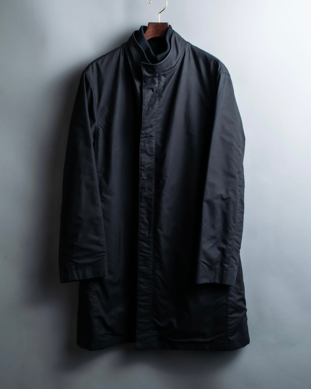 "GUCCI" Fly front knit layered double zip long coat