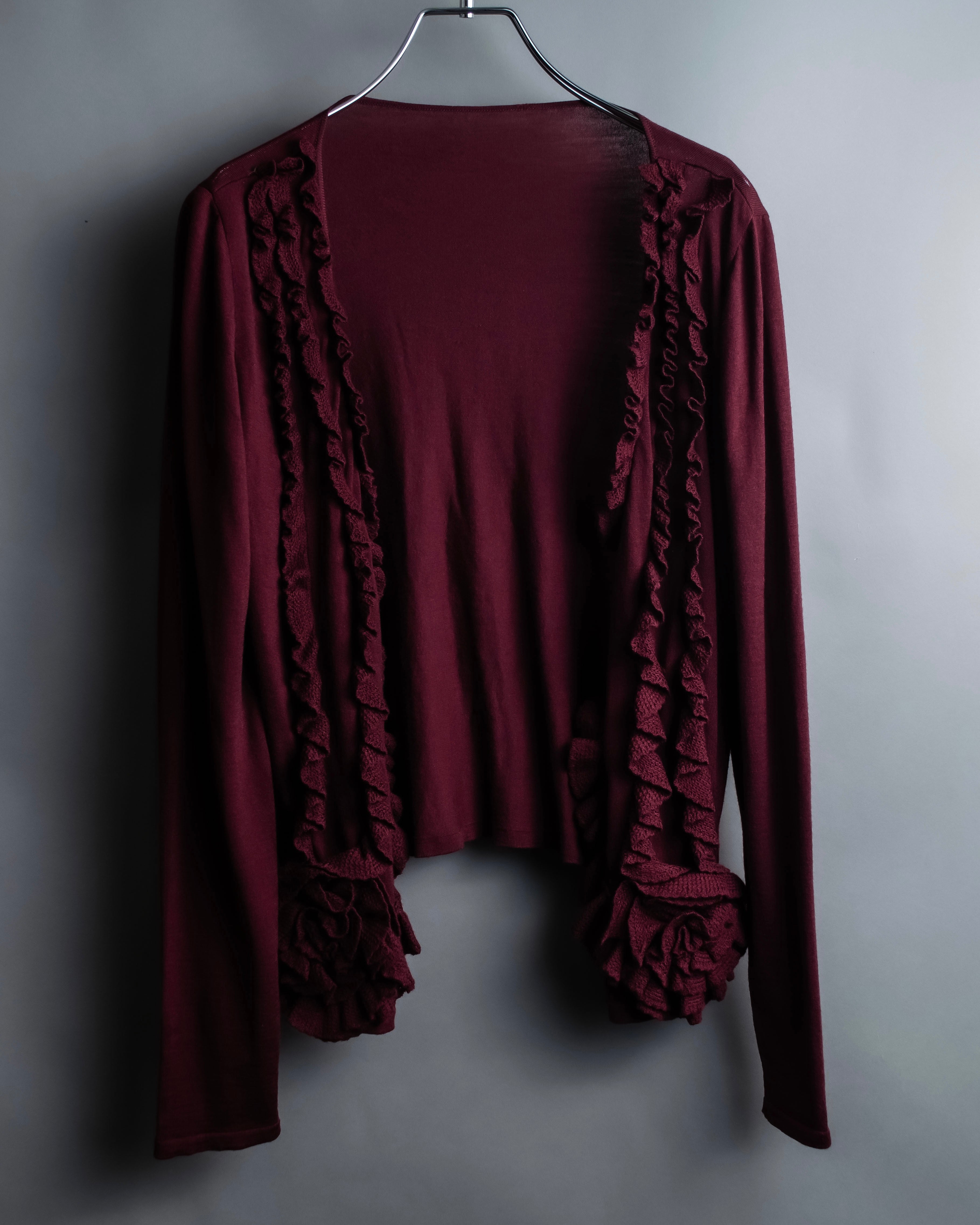 "VALENTINO" Virgin wool ruffled flower design cardigan