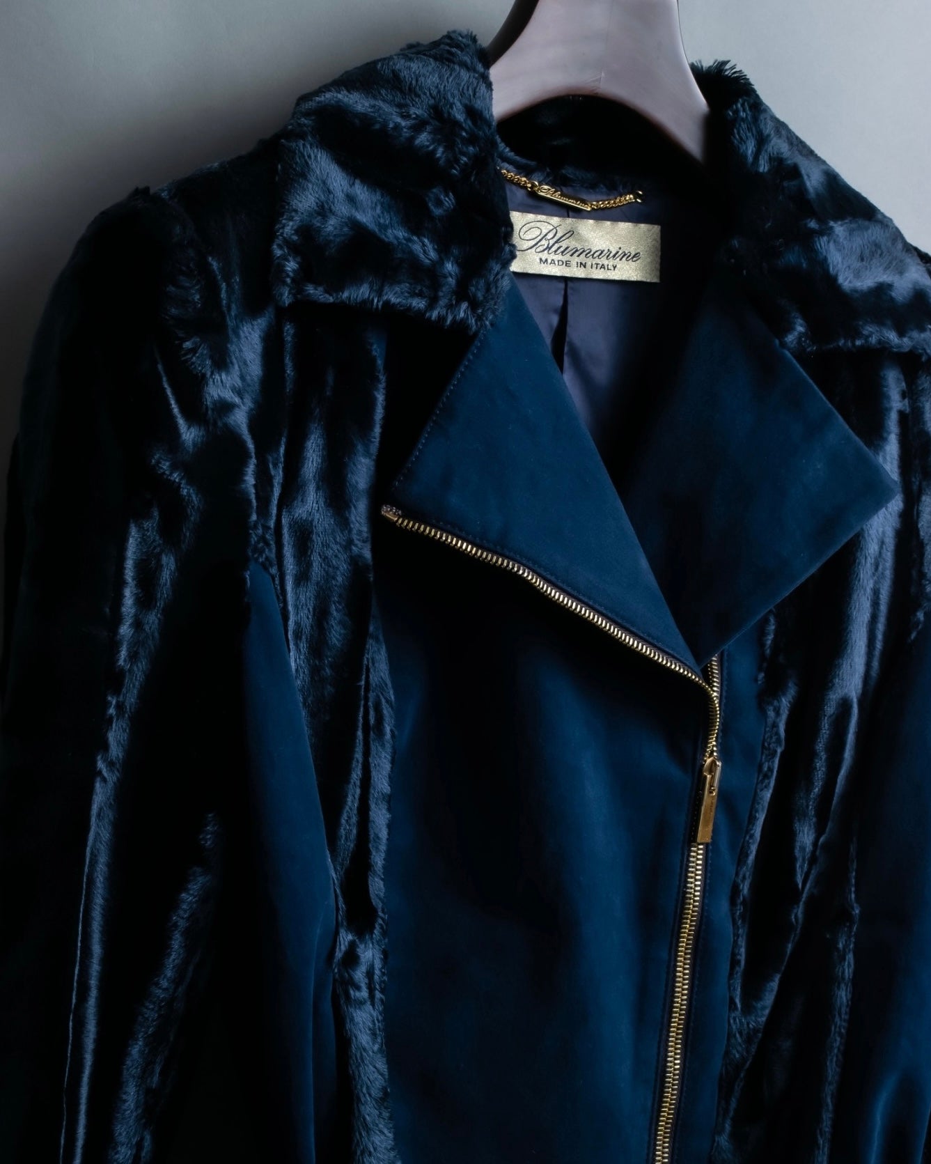 "BLUMARINE" fur combination riders jacket