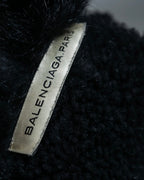 "BALENCIAGA" Opossum Fur Boa Leather Special Coat