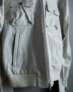 Double zip white leather single riders jacket