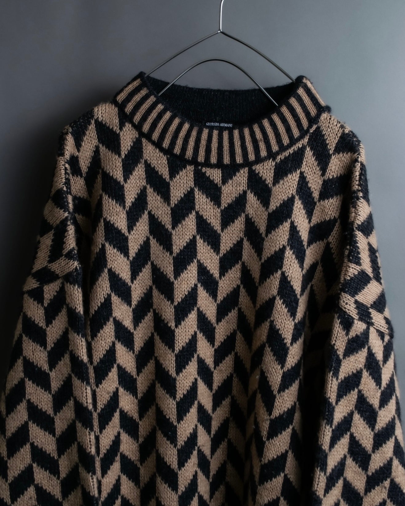 "GIORGIO ARMANI" Geometric pattern rib wool knit