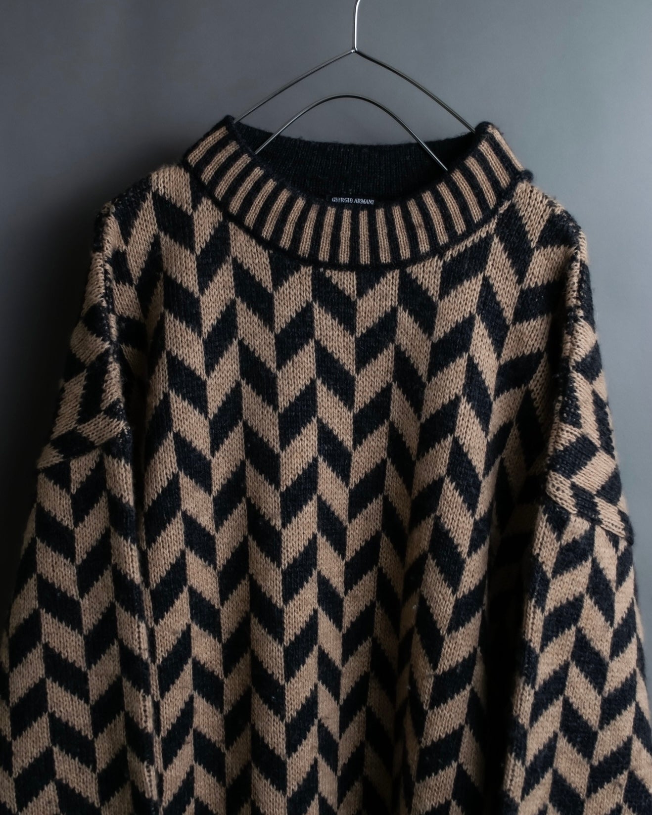 "GIORGIO ARMANI" Geometric pattern rib wool knit