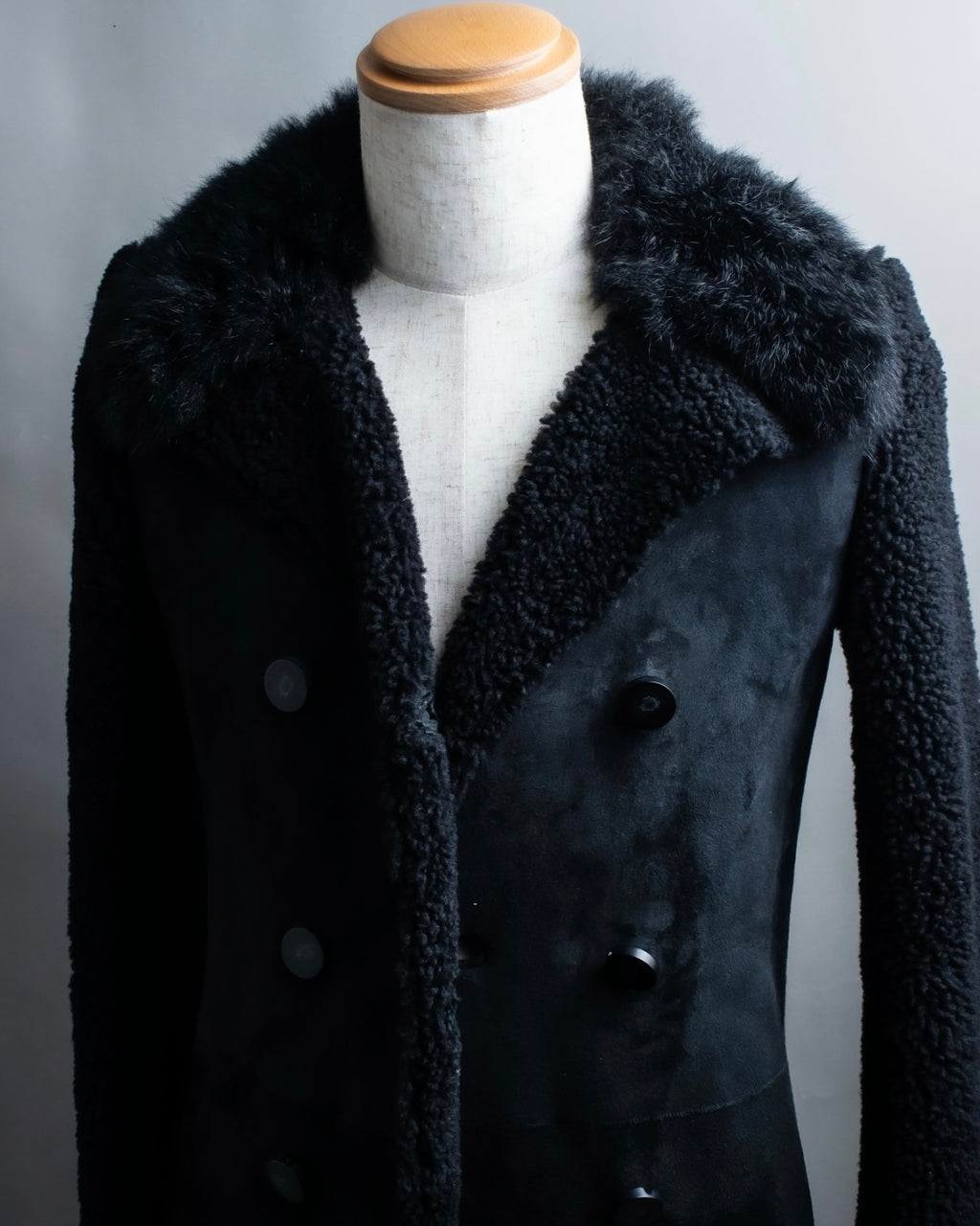 "BALENCIAGA" Opossum Fur Boa Leather Special Coat