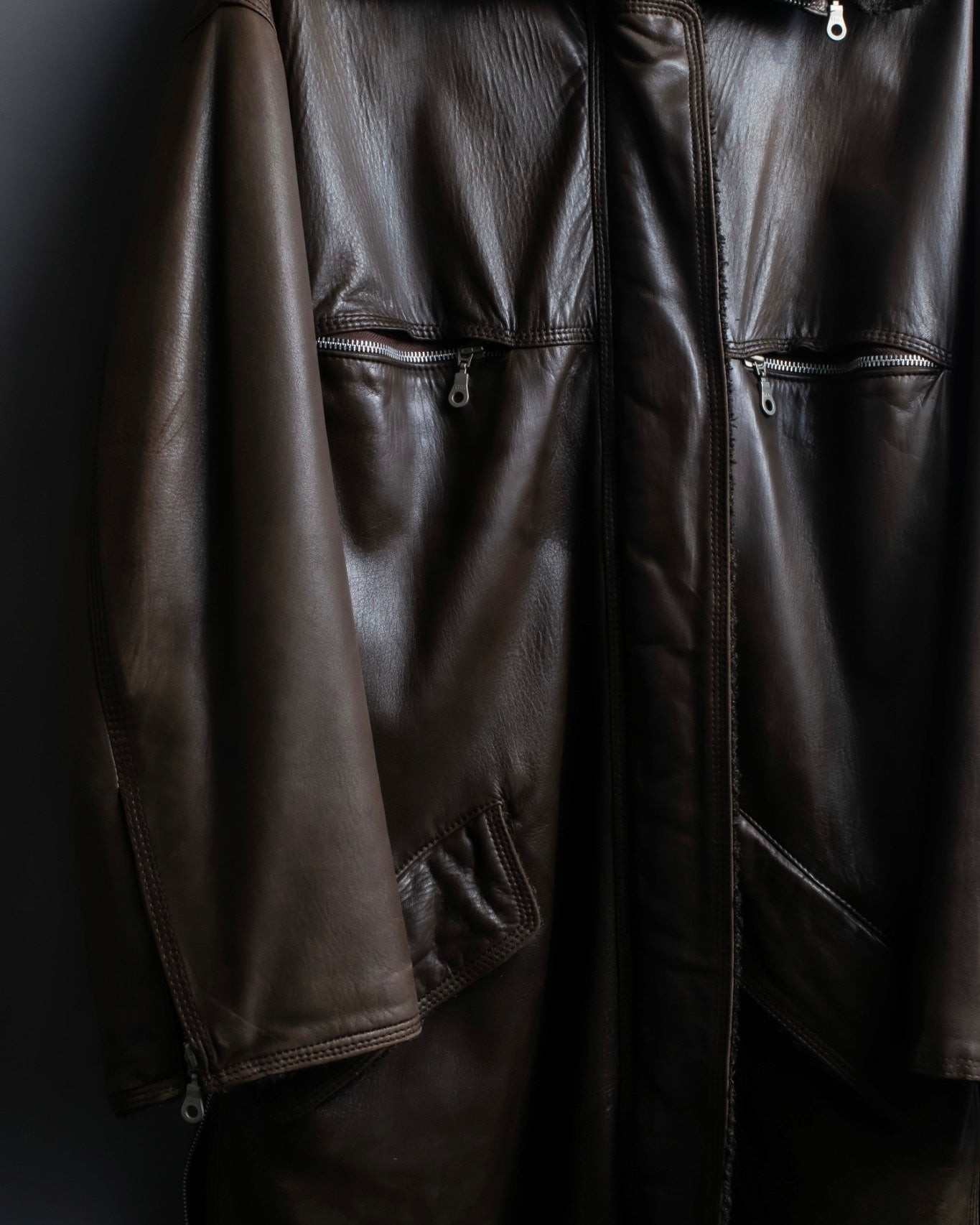 "SYLVIE SCHIMMEL" Special touch leather zip hood jacket