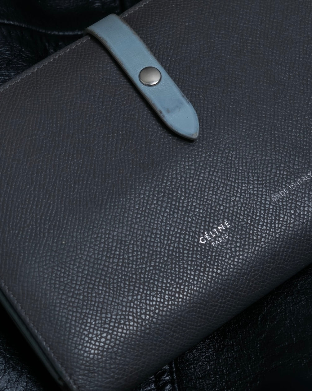 "CELINE" Strap large multi-function leather long wallet