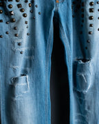 "DOLCE &amp; GABBANA" various studded distressed denim