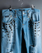 "DOLCE &amp; GABBANA" various studded distressed denim