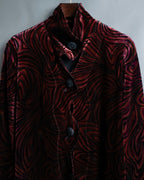 Wave Pattern Velor Stand Collar Shirt Jacket