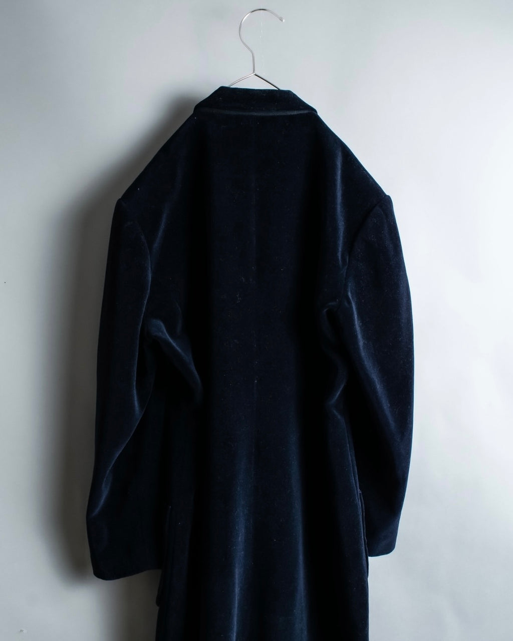 "Y's"Black navy velor double-breasted coat