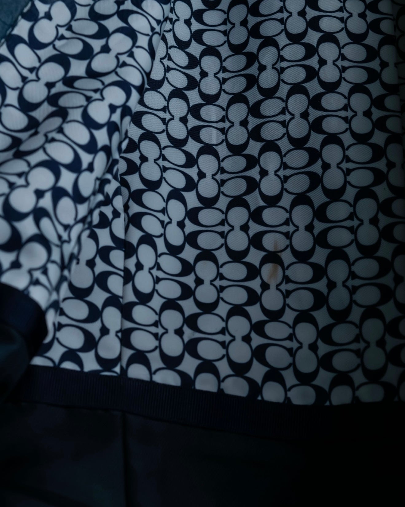 "COACH" light blue faded leather coat