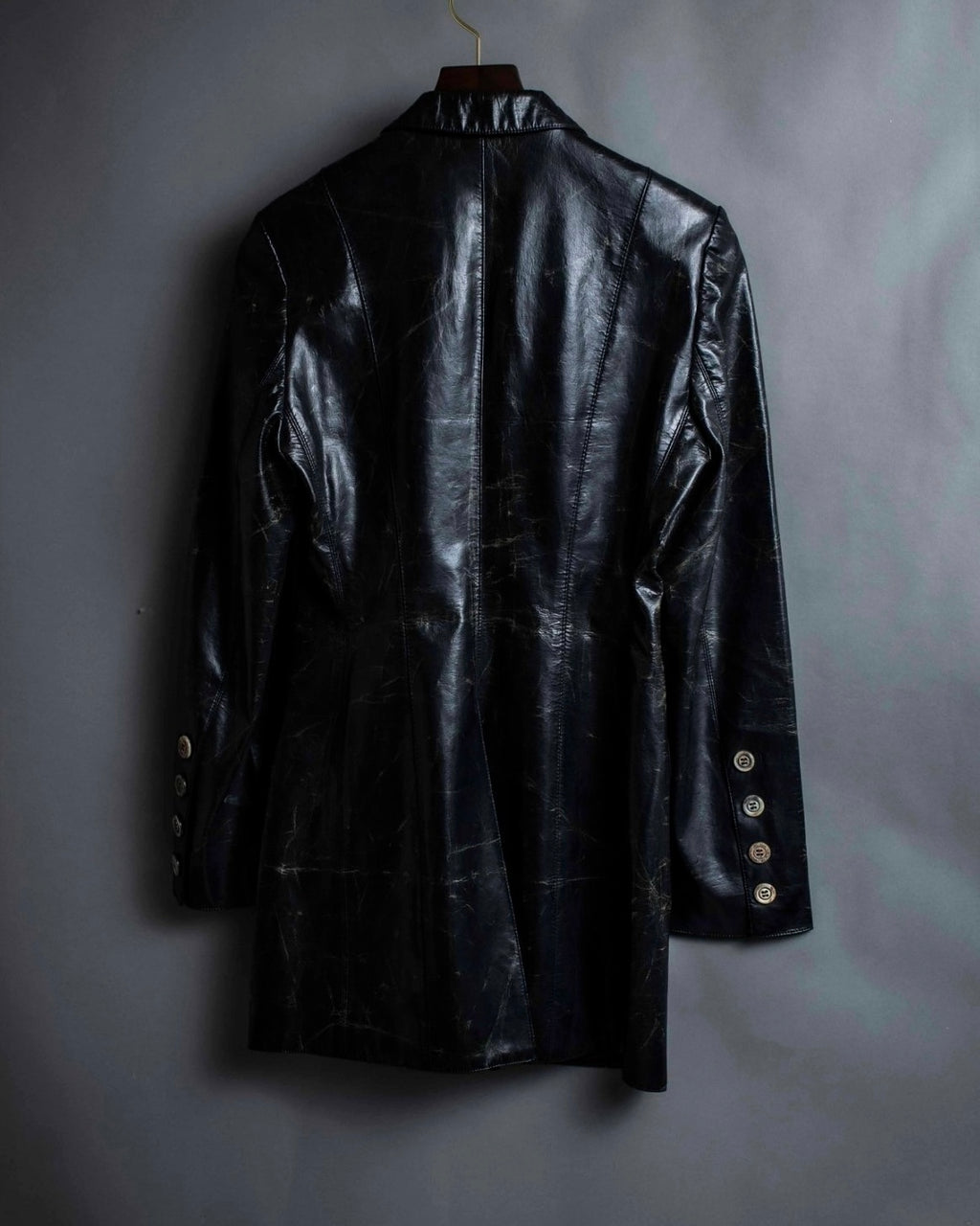 "STEFANO MORTARI" Archive leather crack design jacket