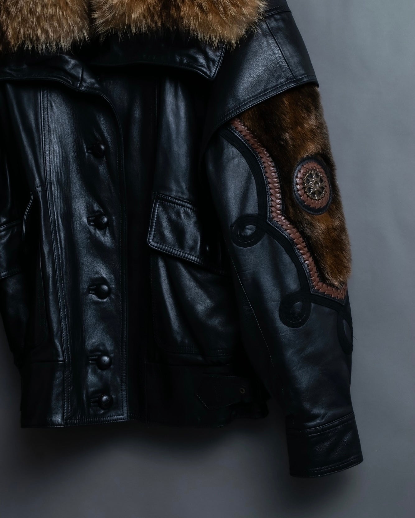 Vintage racoonfur leather blouson