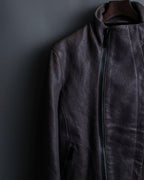 "EMPORIO ARMANI" grained lamb leather double zip jacket