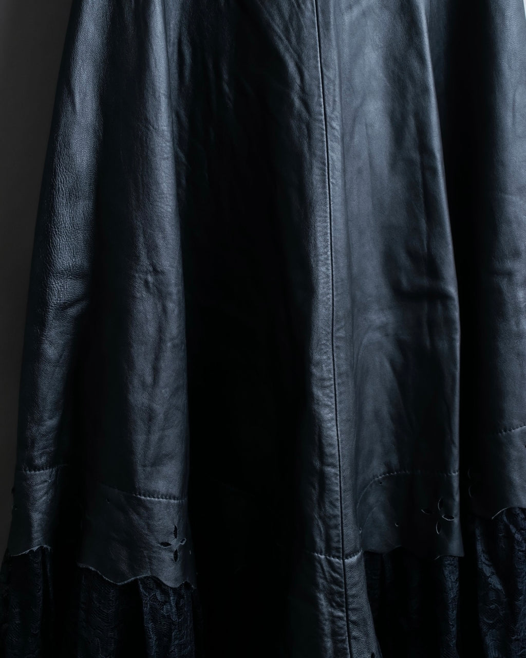 Cowhide flared lace skirt