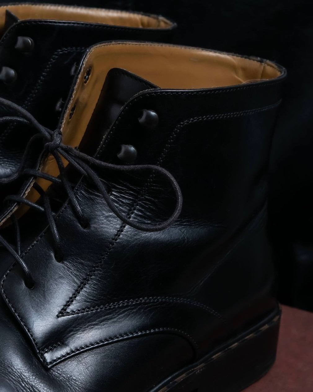 "Louis Vuitton" square toe leather lace-up boots