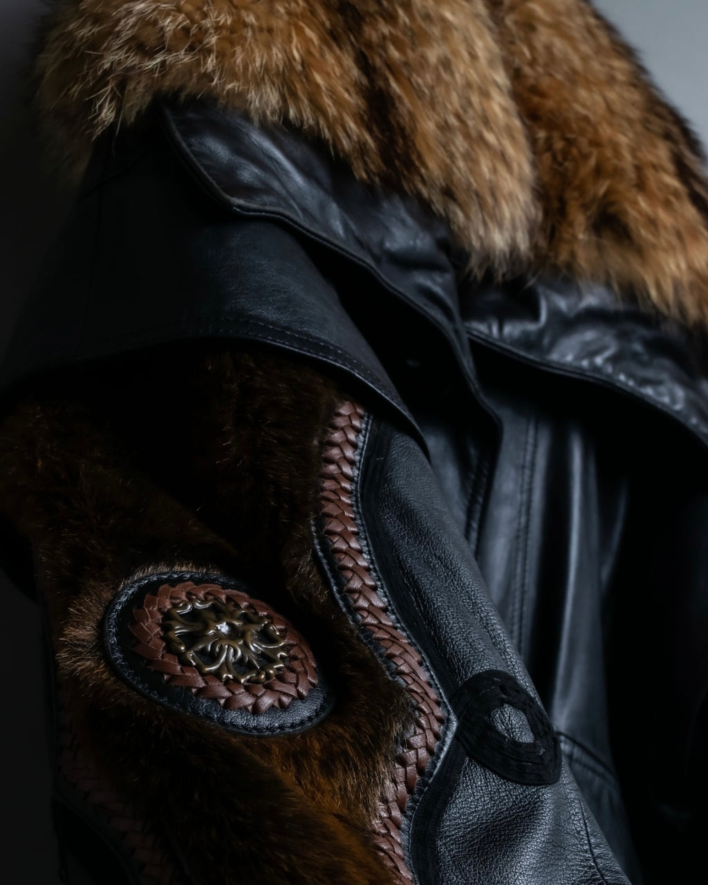 Vintage racoonfur leather blouson