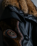 Vintage racoonfur leather blouson