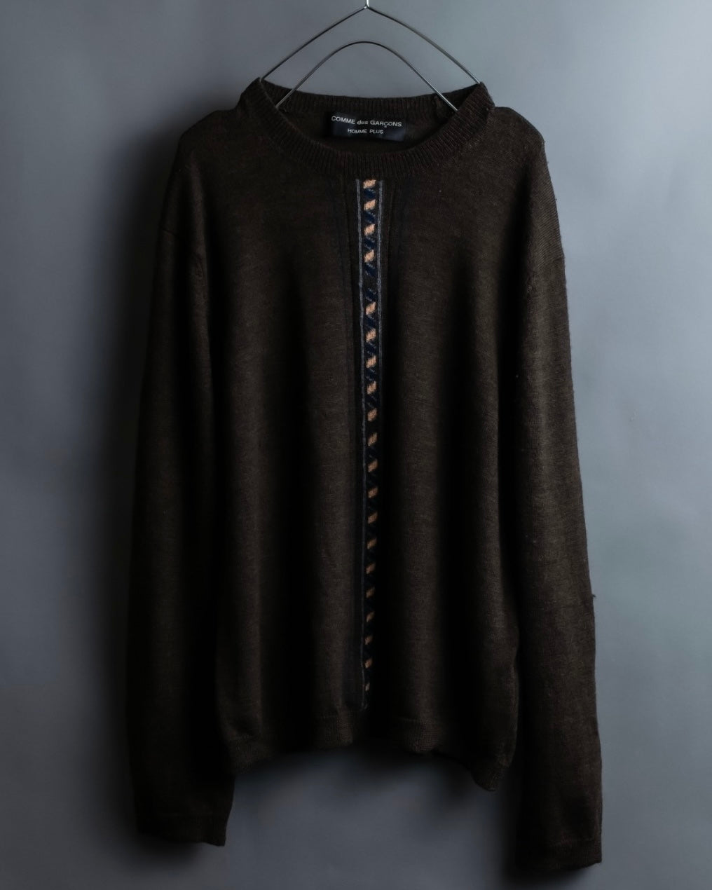 "COMME des GARCONS HOMME PLUS (1997-98's )" Spiral print design dark brown knit