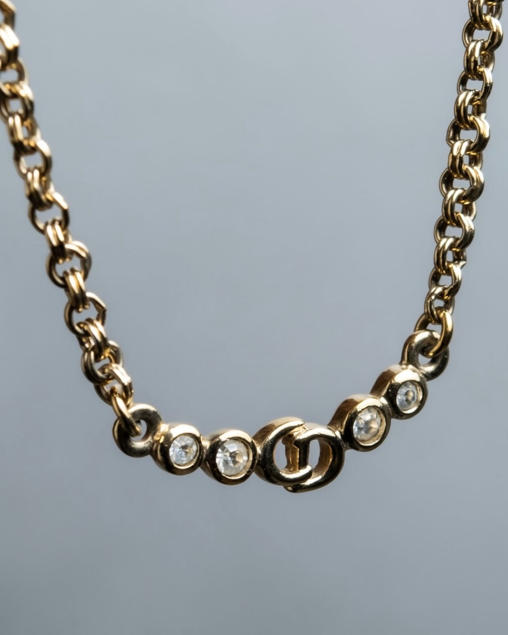 "Christian Dior" logo chain necklace