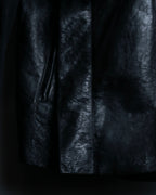 “Rick Owens” lamb leather classic biker jacket with high funnel