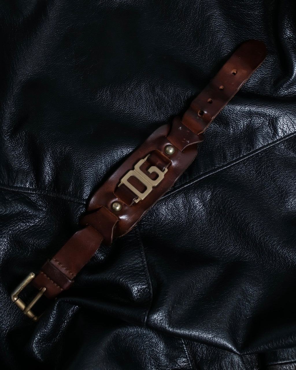 D&G Dark Brown Leather Bangle