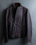 "EMPORIO ARMANI" grained lamb leather double zip jacket