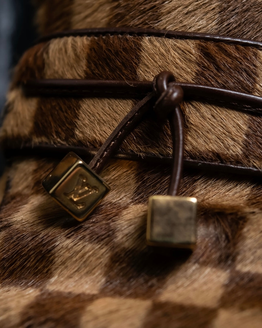 "Louis Vuitton" Damier designed unborn calf loafer