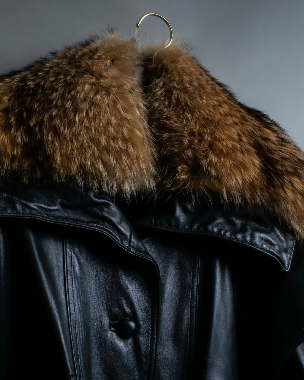 Vintage racoonfur leather blouson