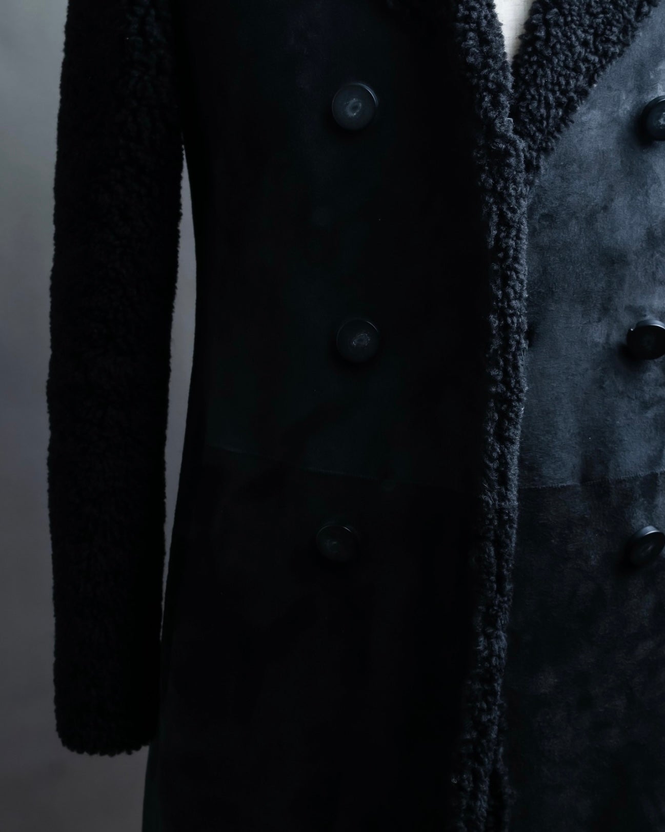 "BALENCIAGA" Opossum Fur Boa Leather Special Coat