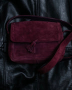 "CELINE" Purple red gradient suede shoulder bag