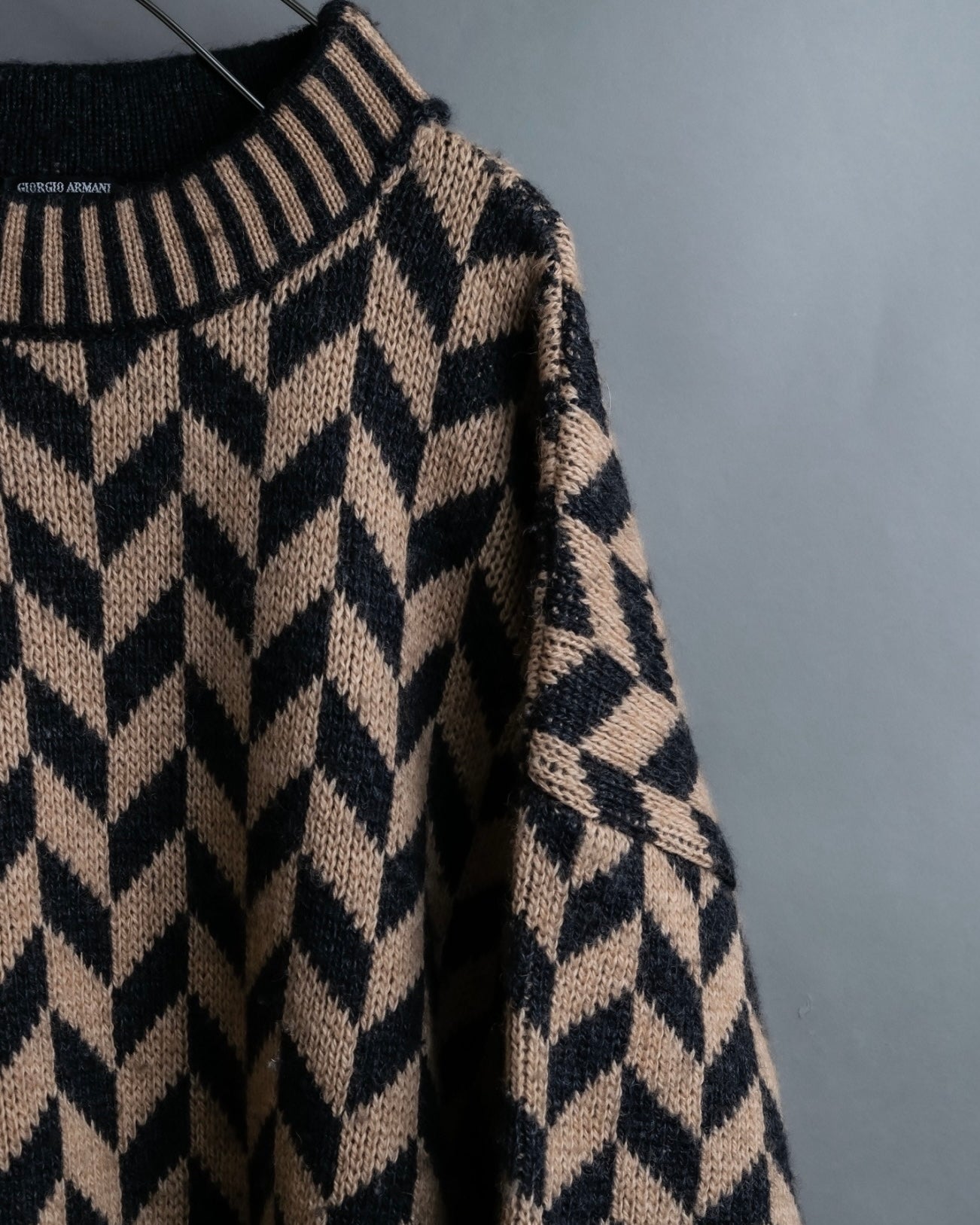 "GIORGIO ARMANI" Geometric pattern rib wool knit