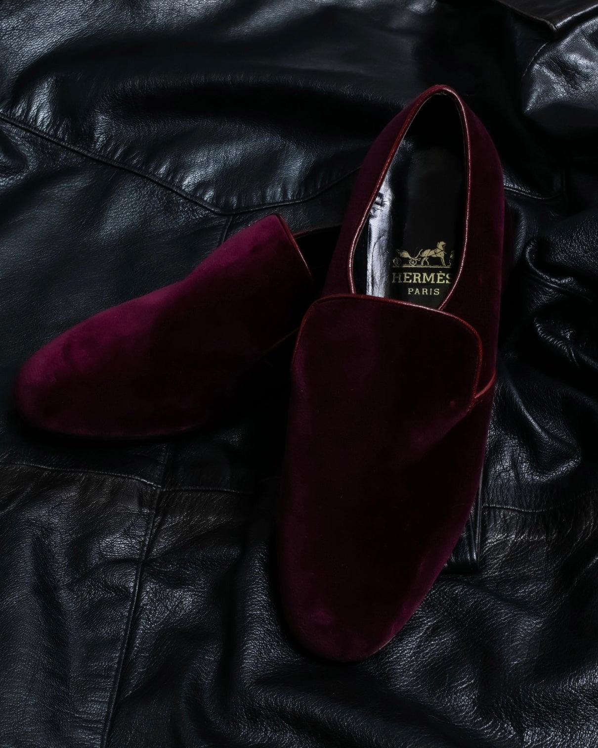 "HERMES" Velvet dress indoor shoes