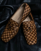 "Louis Vuitton" Damier designed unborn calf loafer